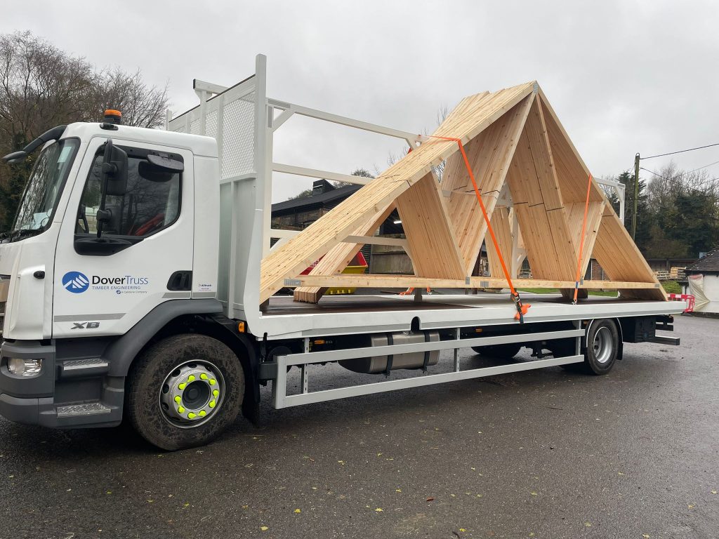New Dover Truss Lorry loaded with roof trusses